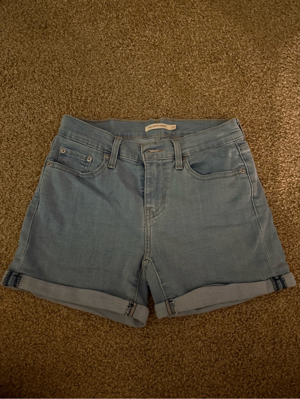 Levi's Light Blue Rolled-Hem Denim Shorts